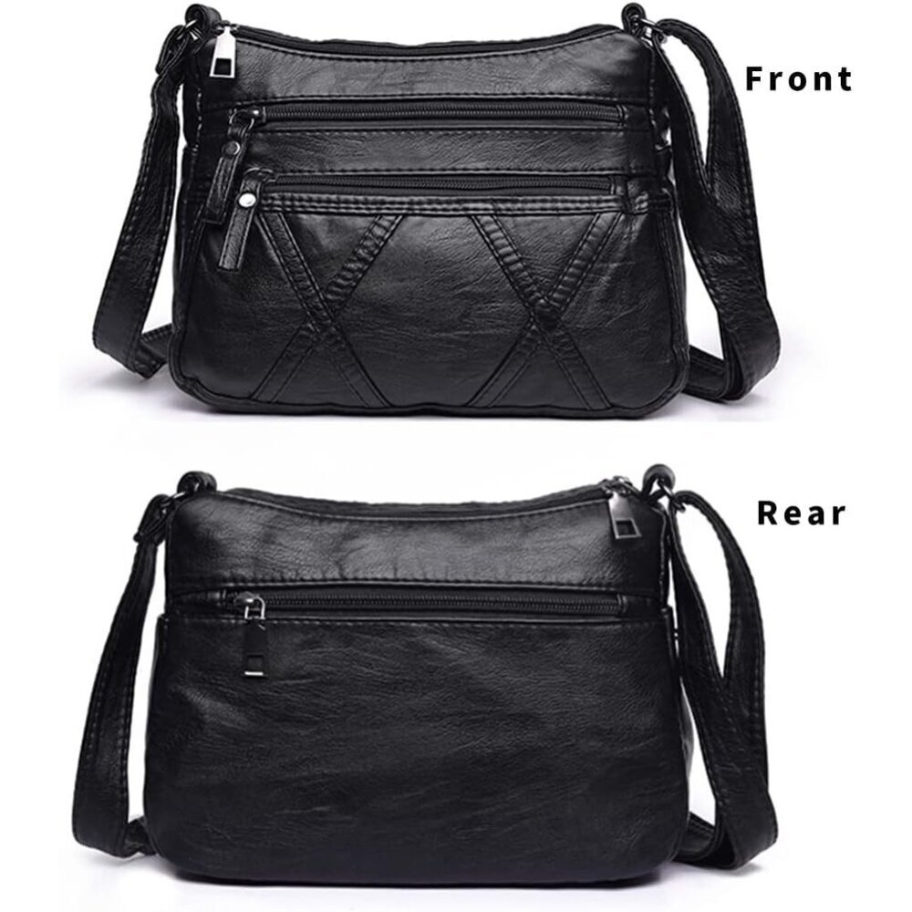 Women's Black Waterproof Messenger Casual Pu Leather Ladies Purse Shoulder Bag - Picture 9 of 9